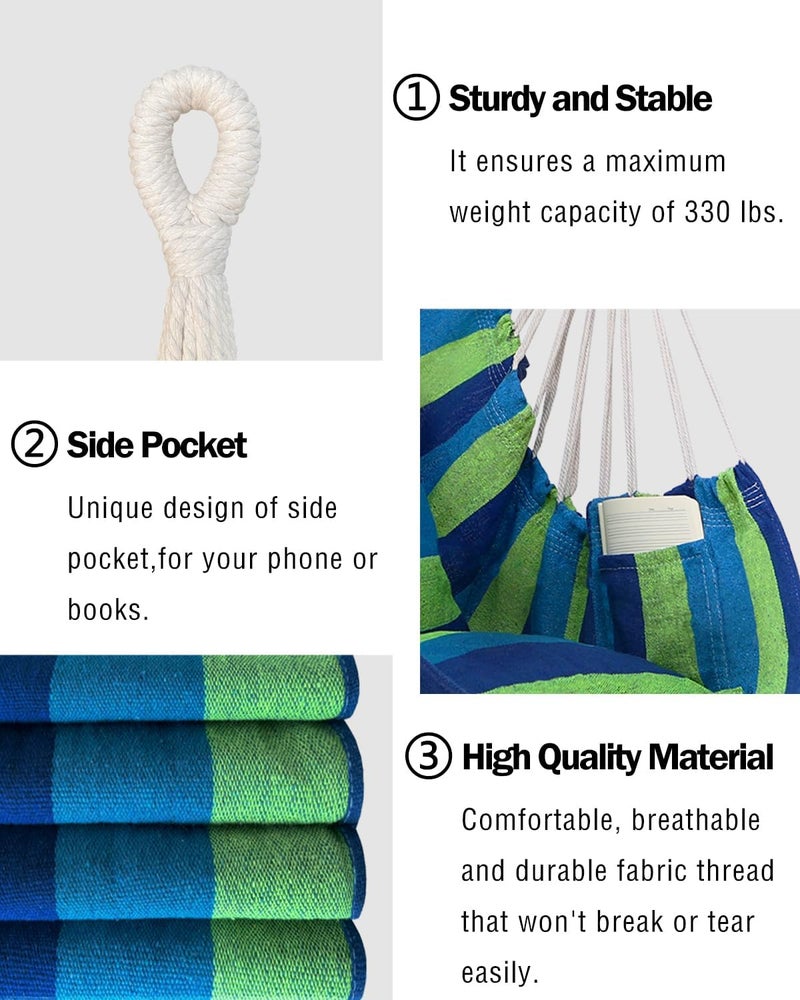 Halalona Hammock Chair Hanging Hammock Chair Rope Swing 2 Cushions Included-Sturdy & Durable Soft Cotton Hand Woven Hammock Swing for Bedroom, Porch, Patio-Indoor/Outdoor - Image 3